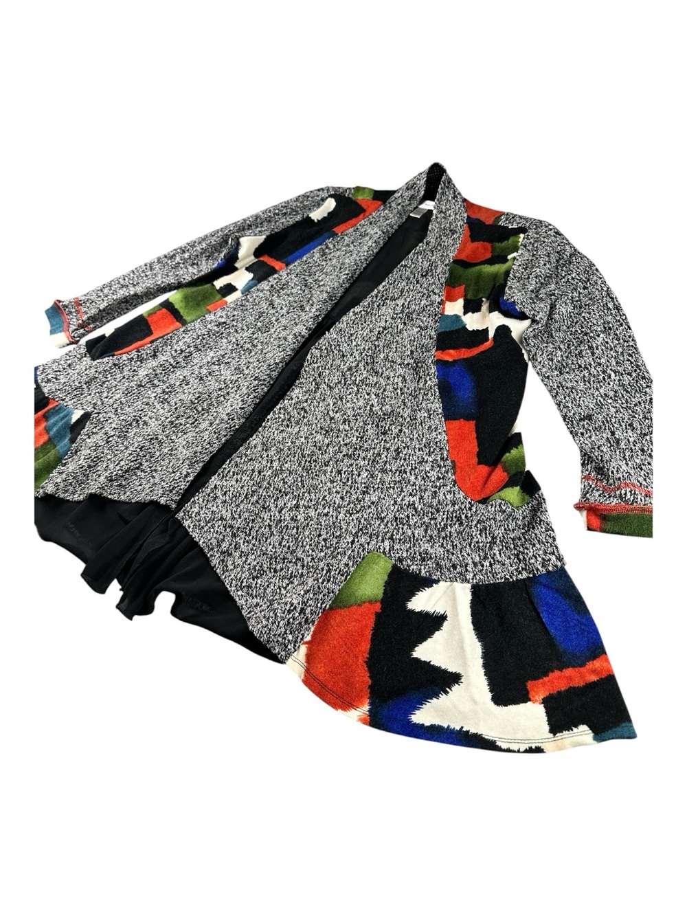 Anes A Art to Wear Patchwork Cardigan L Lagenlook Draped Boho - Picture 5 of 11